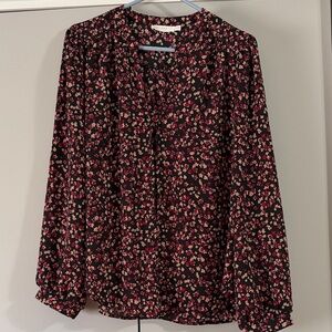Lush Black and Pink Floral Blouse